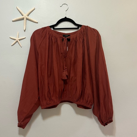 NWT J. Crew Tassel Tie-Front Crop Top - Picture 5 of 12